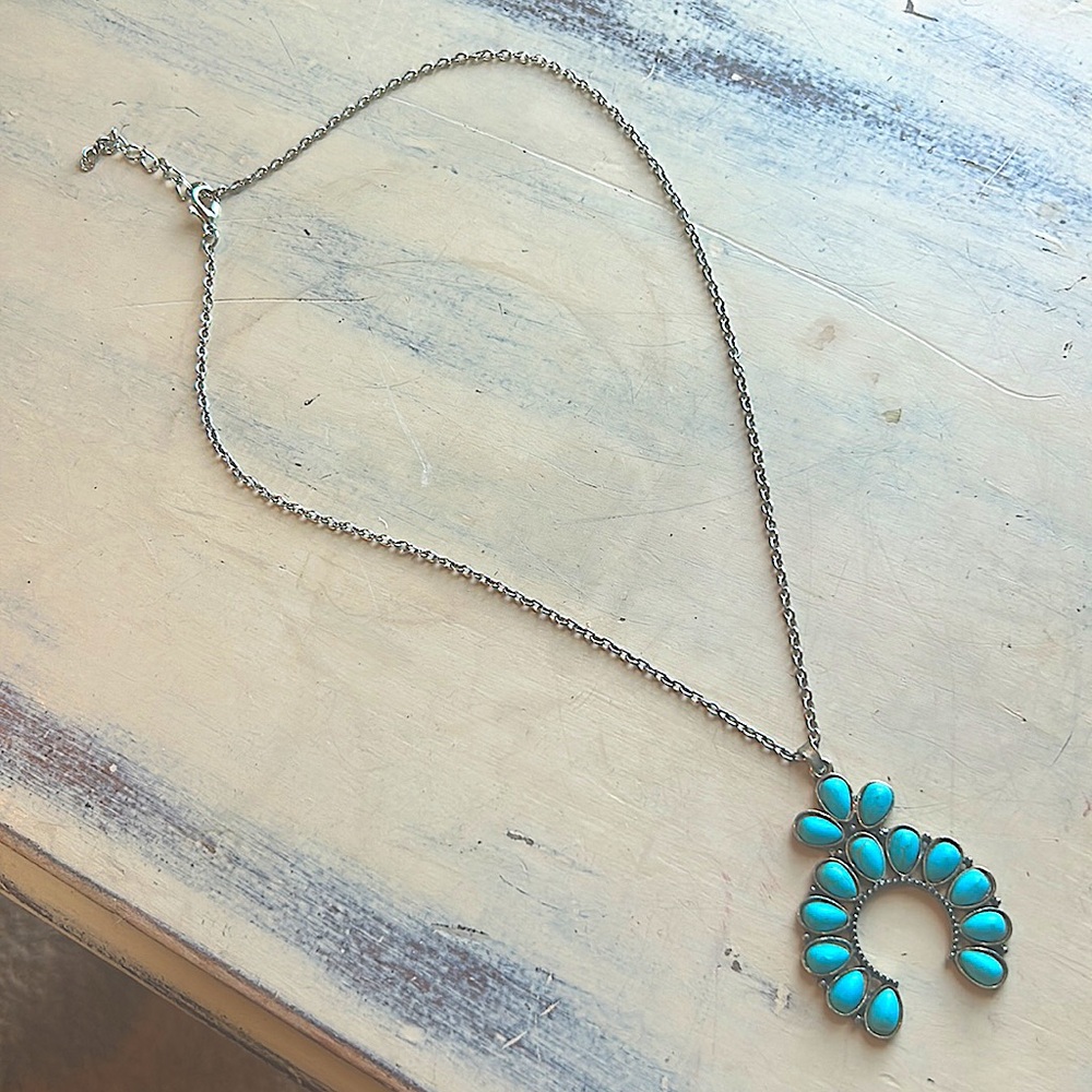 Silver and Turquoise Pendant Necklace